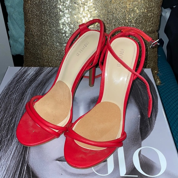 Forever 21 Red Strappy Sandals - Picture 1 of 3